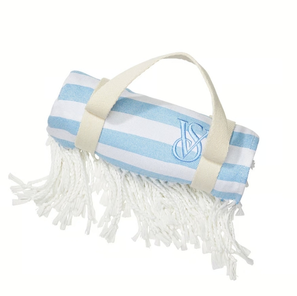 Victoria's Secret Blue and White Striped Beach Blanket